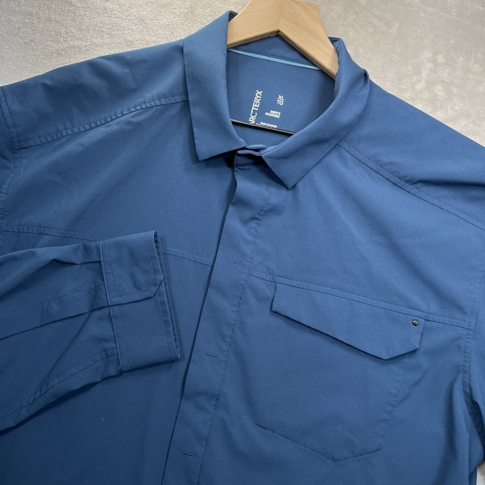 Arc'teryx Skyline LS Shirt Mens XL Blue Snap Front Technical Hiking